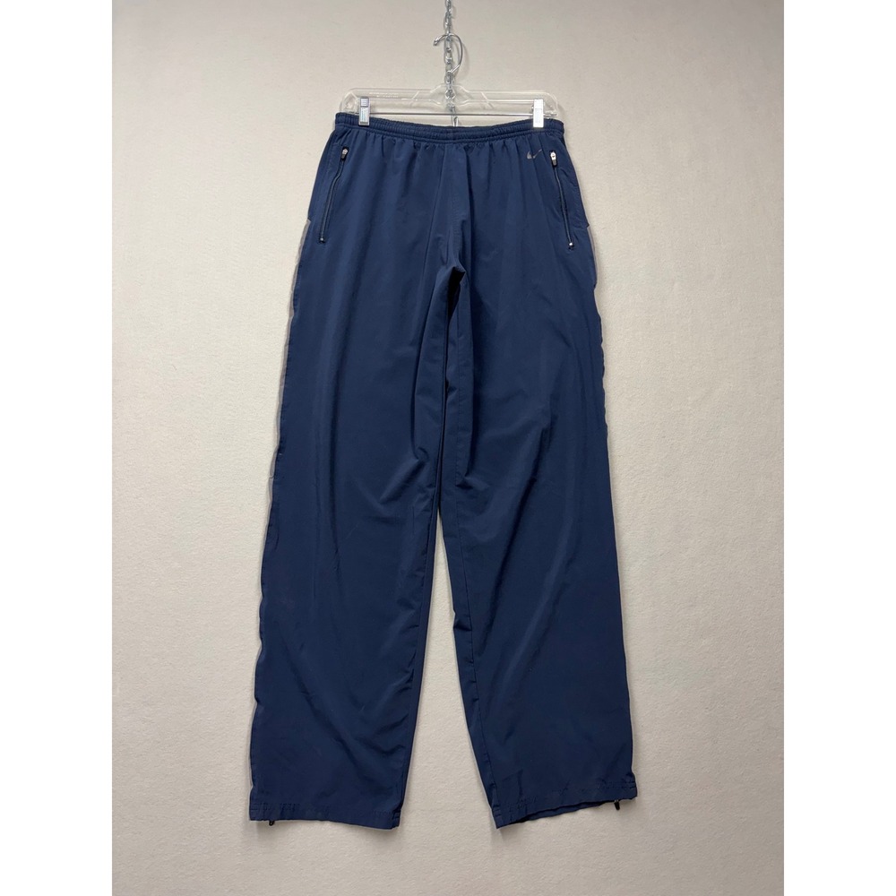 Nike Track Pants Mens L Navy Blue Fit Dry Y2K Zipper Pockets Mesh Athletic